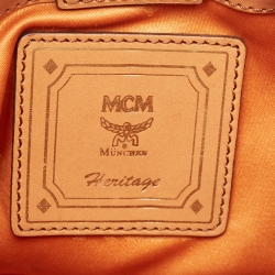 MCM Cognac Visetos Coated Canvas and Leather Mini Drawstring Bucket Bag