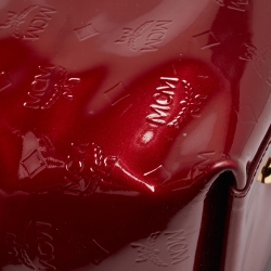 MCM Dark Red Visetos Patent Leather Tote