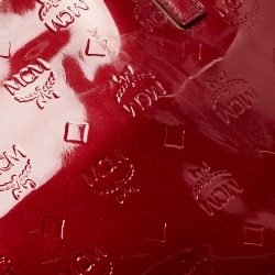 MCM Dark Red Visetos Patent Leather Tote