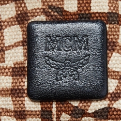 MCM Cognac/Black Visetos Coated Canvas and Leather Shopper Tote
