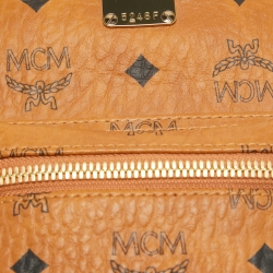 MCM Cognac Visetos Coated Canvas Mini Studded Stark Backpack