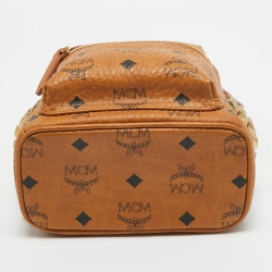 MCM Cognac Visetos Coated Canvas Mini Studded Stark Backpack