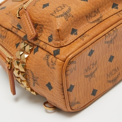 MCM Cognac Visetos Coated Canvas Mini Studded Stark Backpack
