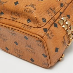MCM Cognac Visetos Coated Canvas Mini Studded Stark Backpack