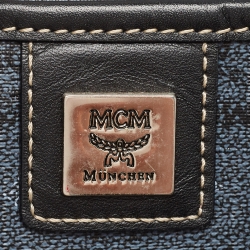 MCM Navy Blue/Black Visetos Coated Canvas and Leather Open Tote