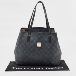 MCM Navy Blue/Black Visetos Coated Canvas and Leather Open Tote