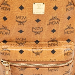 Pre Owned MCM Cognacn Visetos Coated Canvas and Leather Studs Stark Backpack