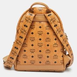 Pre Owned MCM Cognacn Visetos Coated Canvas and Leather Studs Stark Backpack