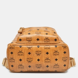 Pre Owned MCM Cognacn Visetos Coated Canvas and Leather Studs Stark Backpack