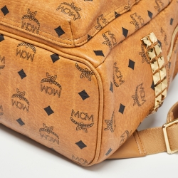 Pre Owned MCM Cognacn Visetos Coated Canvas and Leather Studs Stark Backpack