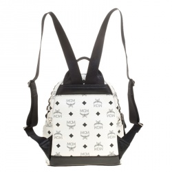 Pre Owned MCM White Leather Mini Studded Backpack