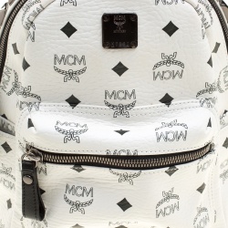 Pre Owned MCM White Leather Mini Studded Backpack