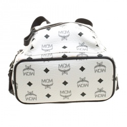 Pre Owned MCM White Leather Mini Studded Backpack