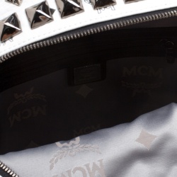 Pre Owned MCM White Leather Mini Studded Backpack
