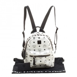 Pre Owned MCM White Leather Mini Studded Backpack