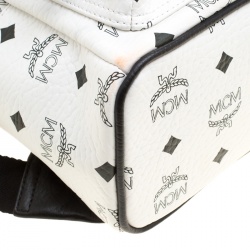 Pre Owned MCM White Leather Mini Studded Backpack