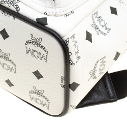 Pre Owned MCM White Leather Mini Studded Backpack