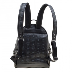 Pre Owned MCM Black Visetos Leather Small Stark Backpack