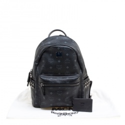Pre Owned MCM Black Visetos Leather Small Stark Backpack