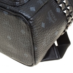 Pre Owned MCM Black Visetos Leather Small Stark Backpack