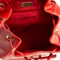 Pre Owned MCM Red Leather Vintage Backpack