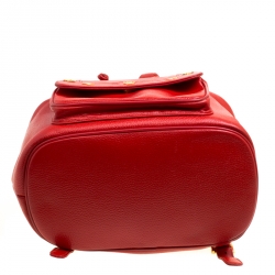 Pre Owned MCM Red Leather Vintage Backpack