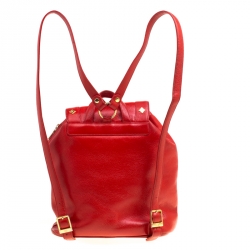 Pre Owned MCM Red Leather Vintage Backpack