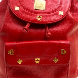 Pre Owned MCM Red Leather Vintage Backpack