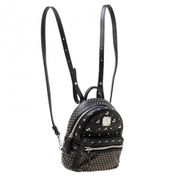 Pre Owned MCM Black Leather X Mini  Studded Strak-Bebe Boo Backpack