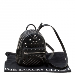 Pre Owned MCM Black Leather X Mini  Studded Strak-Bebe Boo Backpack