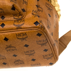 Pre Owned MCM Cognac Visetos Coated Canvas Medium Studs Stark Backpack