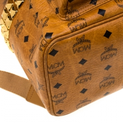 Pre Owned MCM Cognac Visetos Coated Canvas Medium Studs Stark Backpack