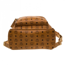 Pre Owned MCM Cognac Visetos Coated Canvas Medium Studs Stark Backpack