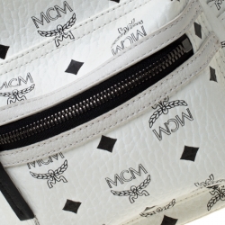 MCM White/Black Signature Leather Stark Side Studs Bebe Boo Backpack 