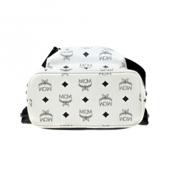 MCM White/Black Signature Leather Stark Side Studs Bebe Boo Backpack 