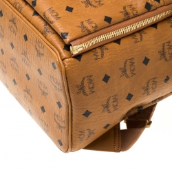 MCM Cognac Visetos Coated Canvas Medium Studs Stark Backpack