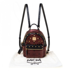 MCM Burgundy/Black Leather X Mini Studded Strak-Bebe Boo Backpack