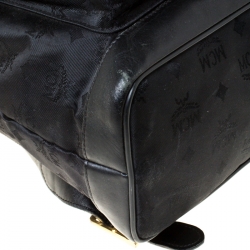 MCM Black Nylon and Leather Drawstring Backpack