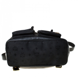 MCM Black Nylon and Leather Drawstring Backpack