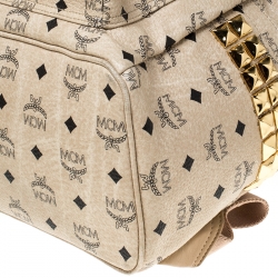 MCM Beige Visetos Coated Canvas Stark Side Studs Backpack