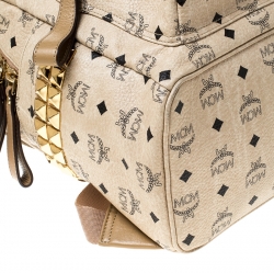MCM Beige Visetos Coated Canvas Stark Side Studs Backpack