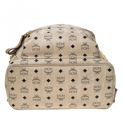 MCM Beige Visetos Coated Canvas Stark Side Studs Backpack