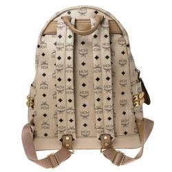 MCM Beige Visetos Coated Canvas Stark Side Studs Backpack