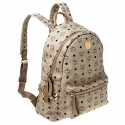 MCM Beige Visetos Coated Canvas Stark Side Studs Backpack