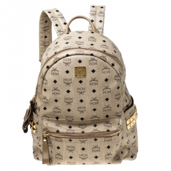 MCM Beige Visetos Coated Canvas Stark Side Studs Backpack