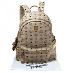 MCM Beige Visetos Coated Canvas Stark Side Studs Backpack