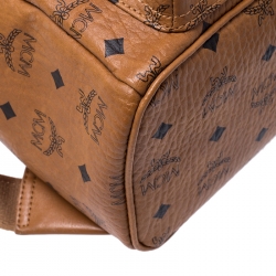 MCM Cognac Visetos Coated Canvas Small Studs Stark Backpack