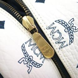 MCM White Visetos Coated Canvas Medium Nomad Collection Pouch