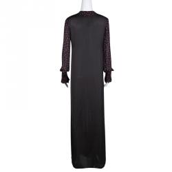 Pre Owned McQ by Alexander McQueen Black Polka Dotted Long Sleeve Maxi Dress S