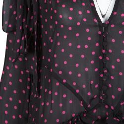Pre Owned McQ by Alexander McQueen Black Polka Dotted Long Sleeve Maxi Dress S